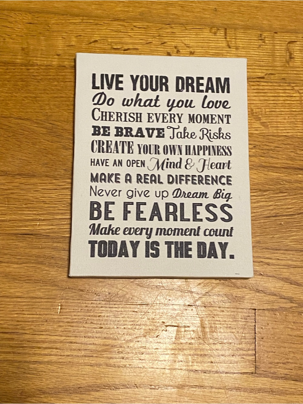 Live Your Dream Motivational Wall Art - Black on White